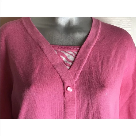 QUACKER FACTORY PINK FAUX BUTTON UP SWEATER LADIES- SIZE XL-SEQUINED - Picture 4 of 10